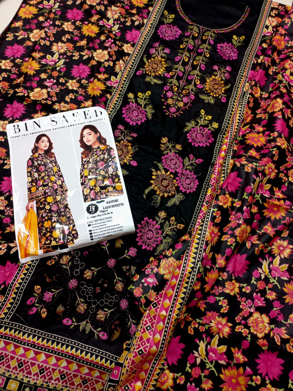 Bin Saeed Replica Embroidered 3 Pcs Suit