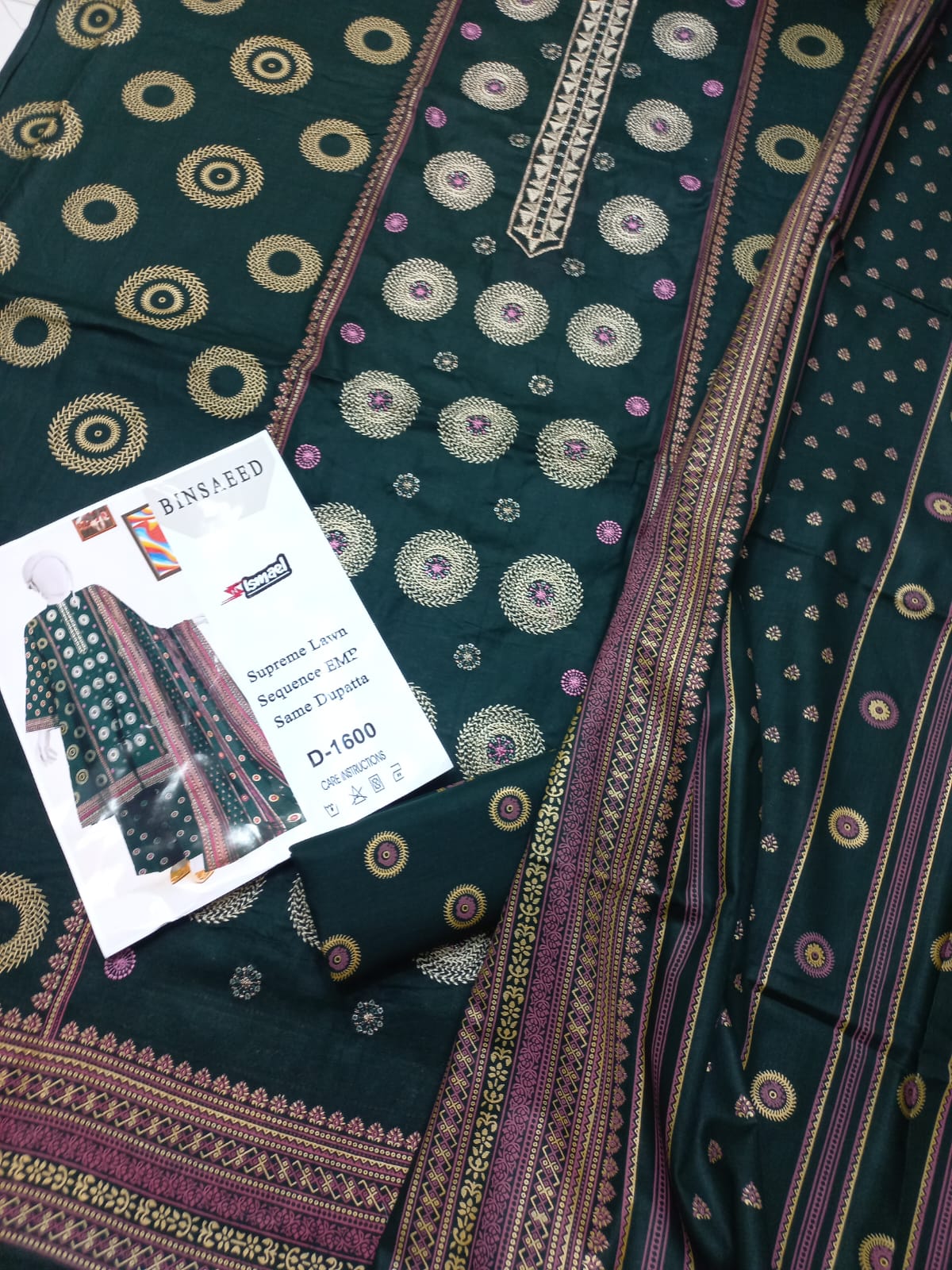 Bin Saeed Replica Embroidered 3 Pcs Suit