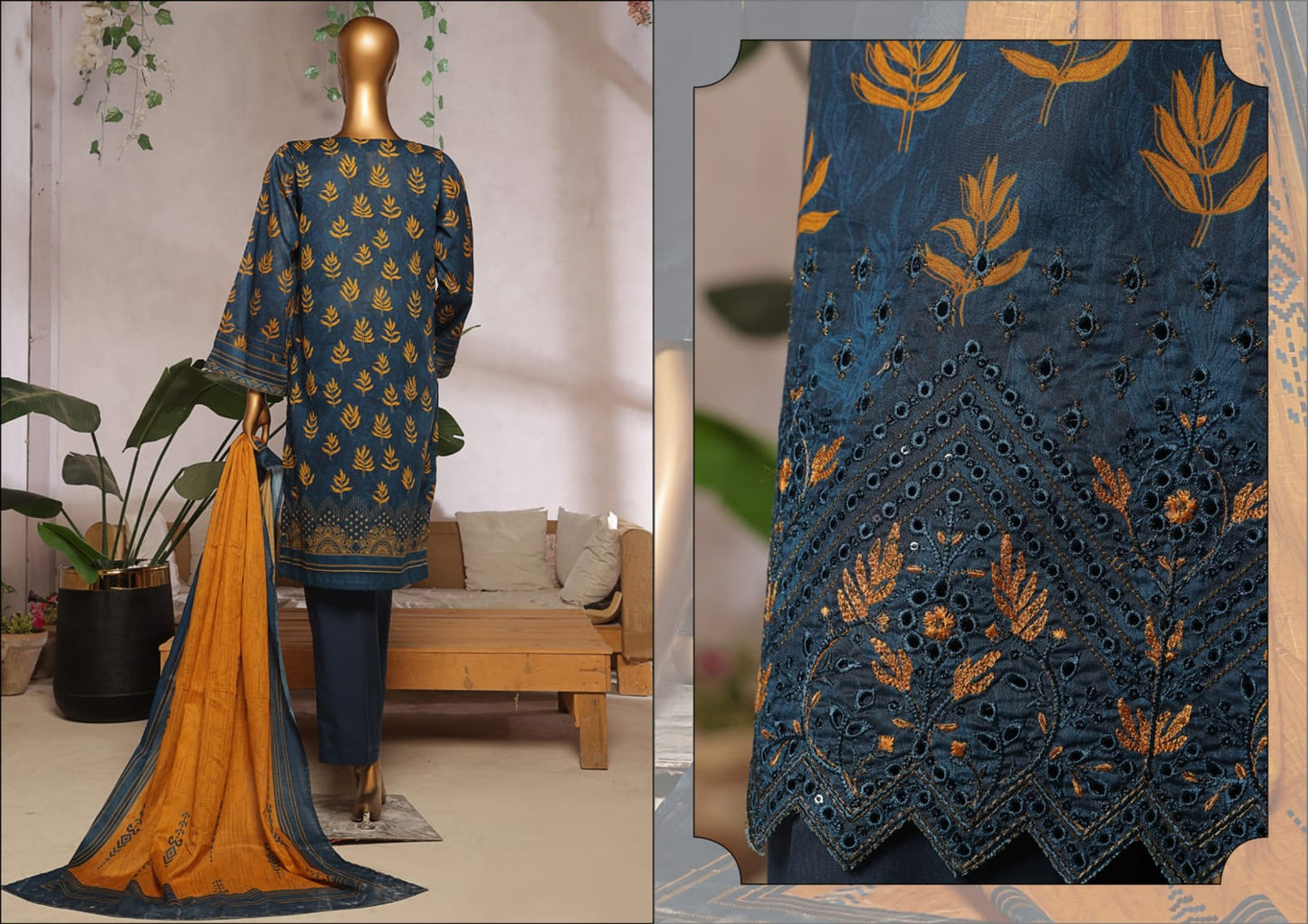 Aaskaar Printed Embroidered Boring