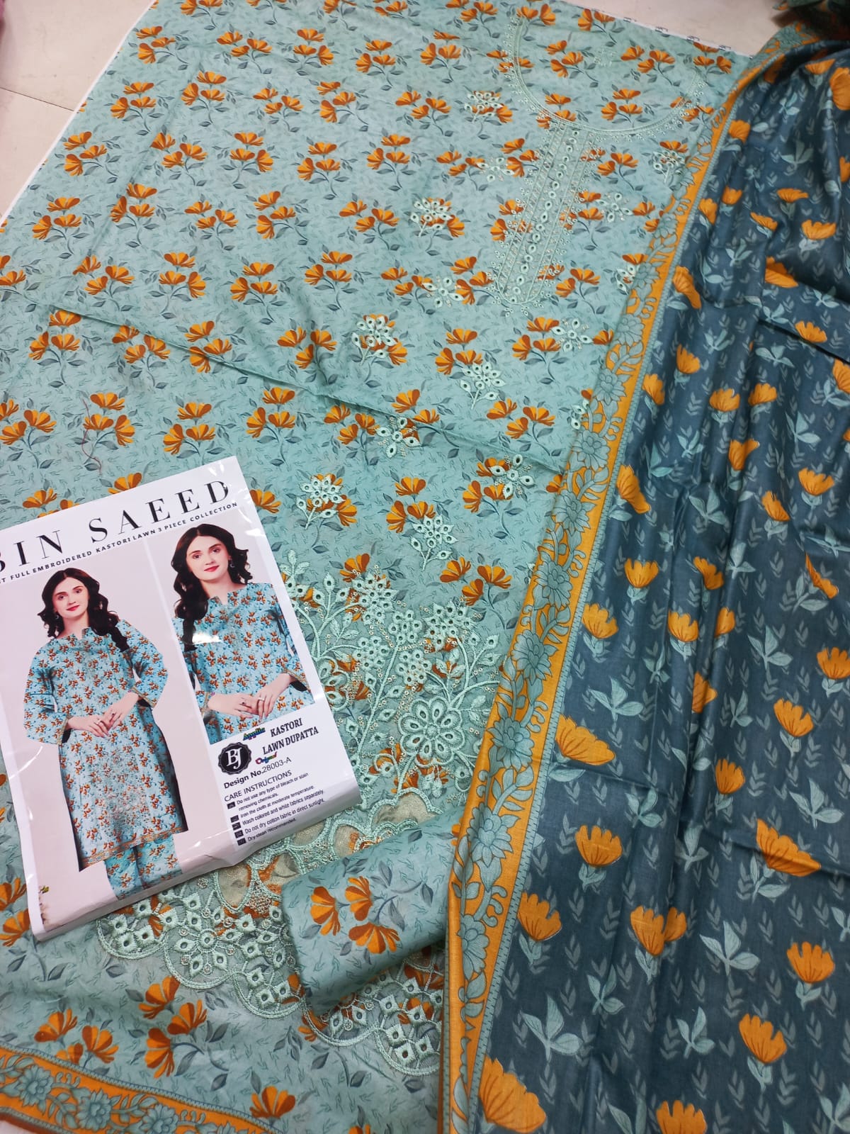 Bin Saeed Replica Embroidered 3 Pcs Suit