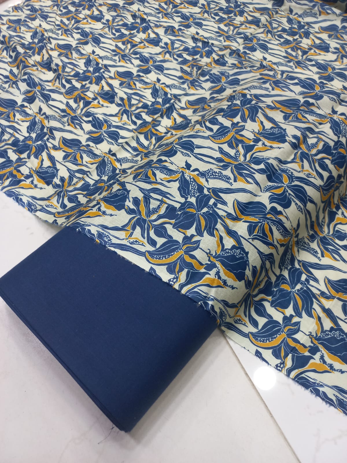 Mix Brand 2 Pcs Printed Suit With Plain Trouser