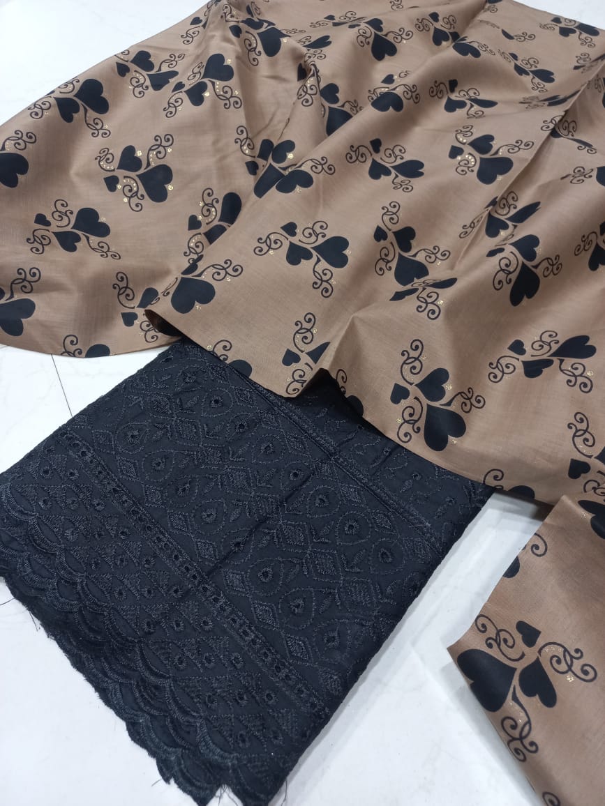 Printed 2 Pcs With Chikan Trouser