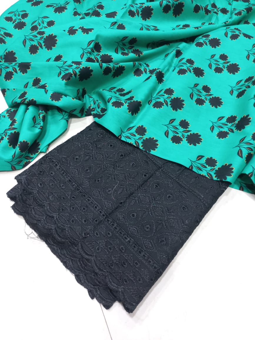 Printed 2 Pcs With Chikan Trouser