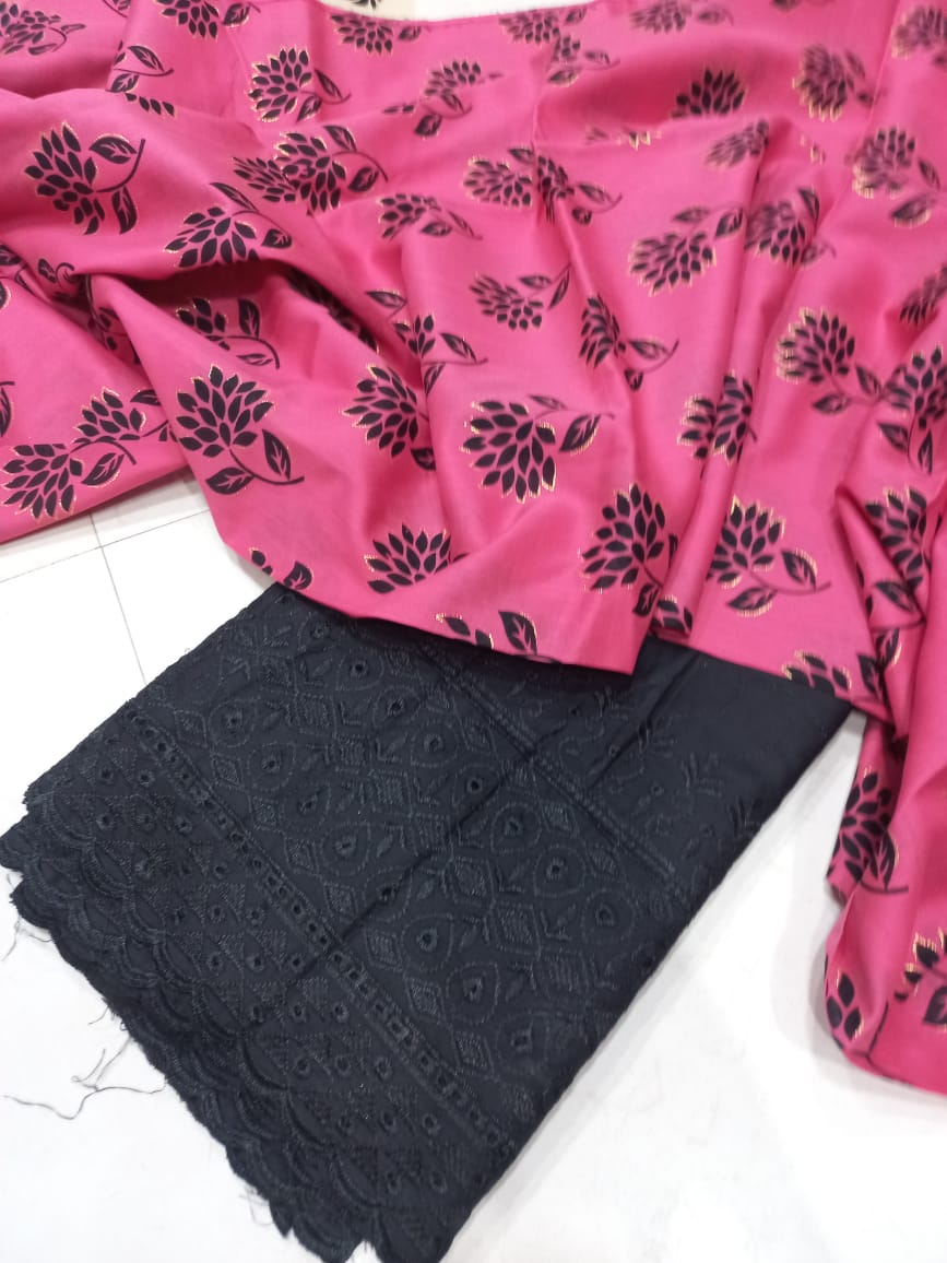 Printed 2 Pcs With Chikan Trouser