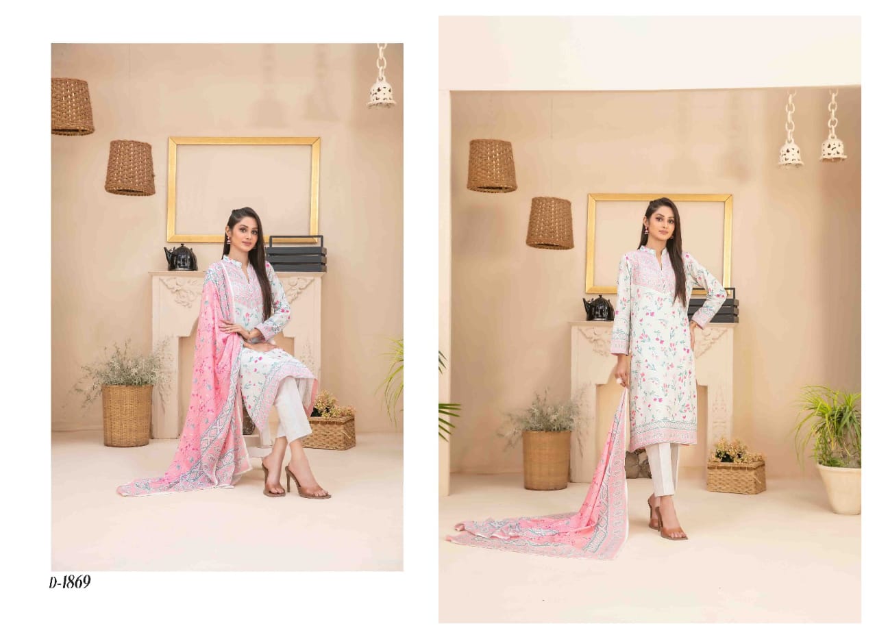 RAMEEN Digital Printed BANA DORA 3 PIECE BY TAWAKAL