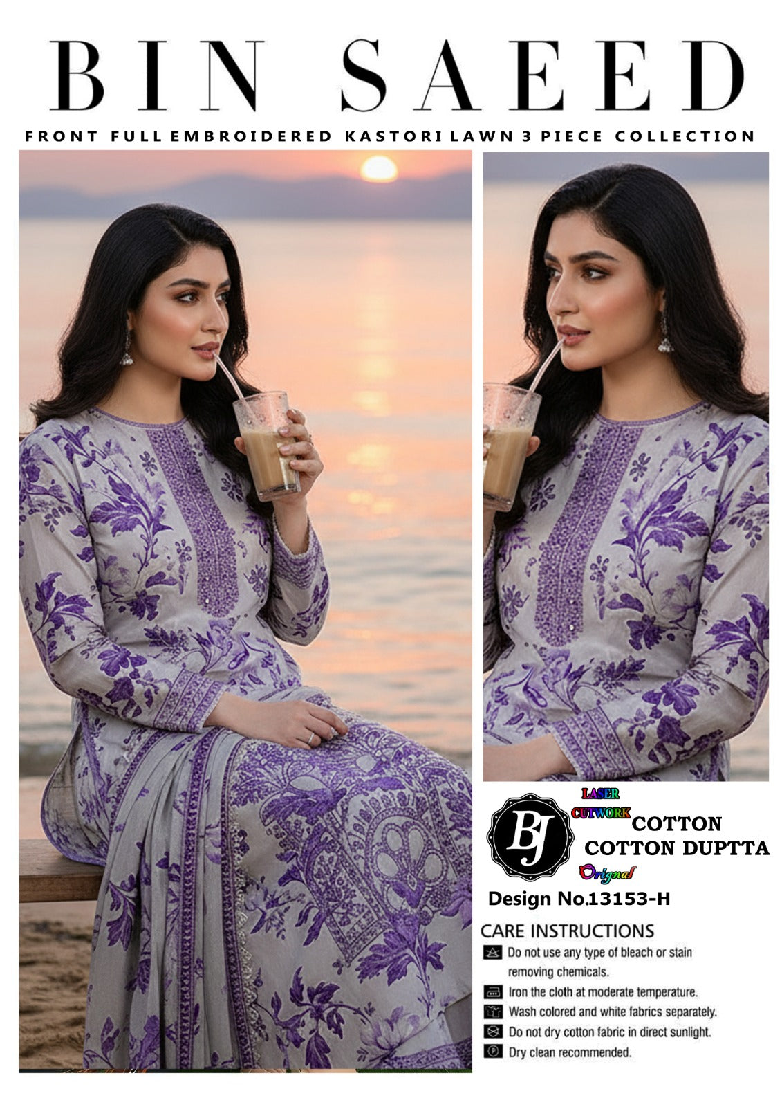 Bin Saeed Lawn Embroidered Collection BJ