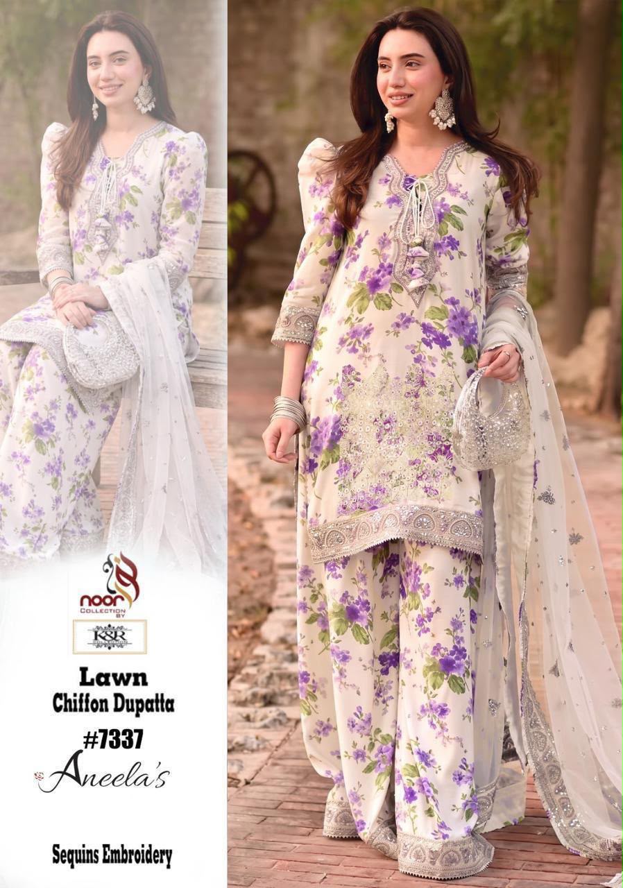 K&R Lawn Shirt with Sequence Embroidery