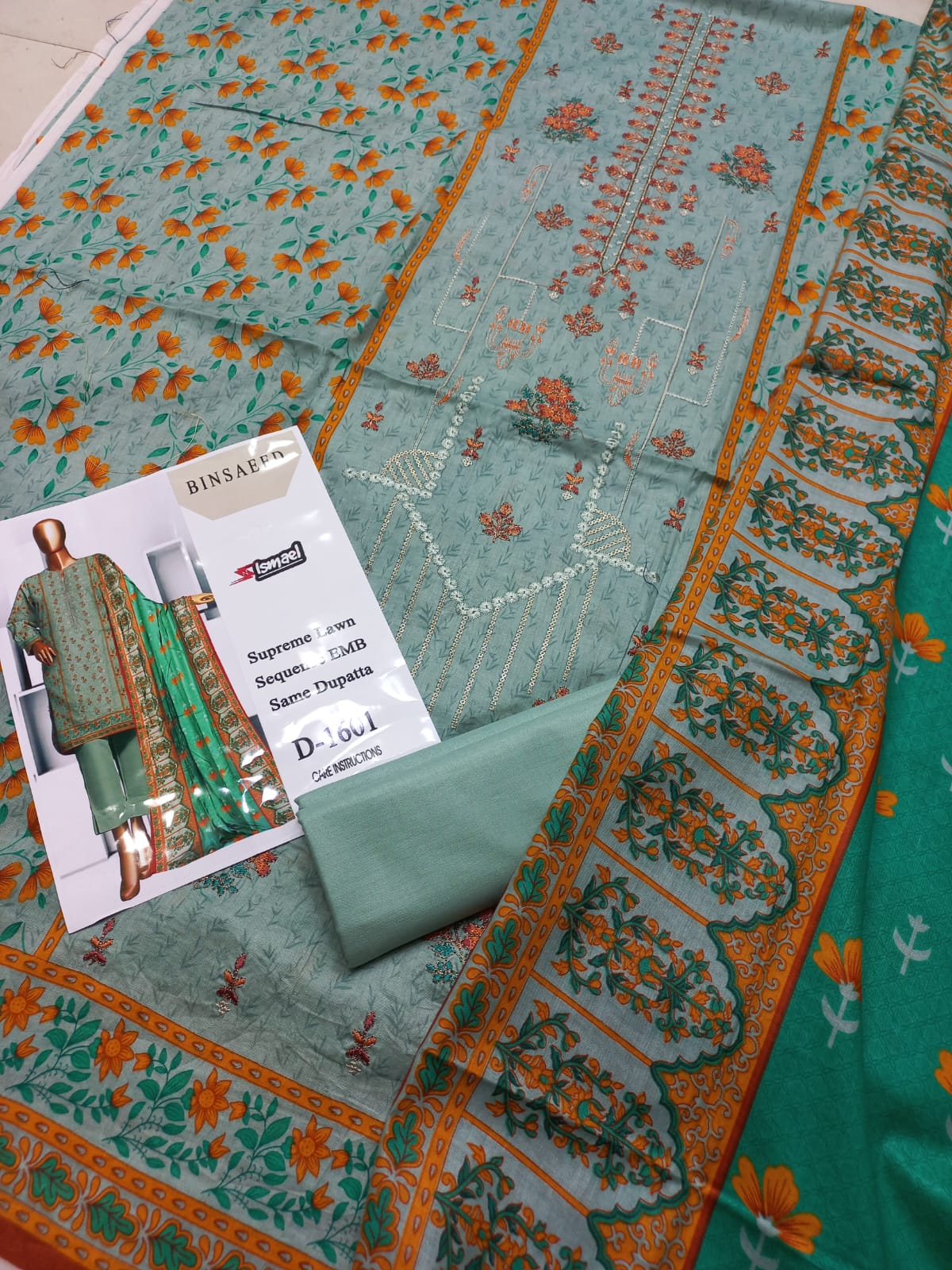 Bin Saeed Replica Embroidered 3 Pcs Suit