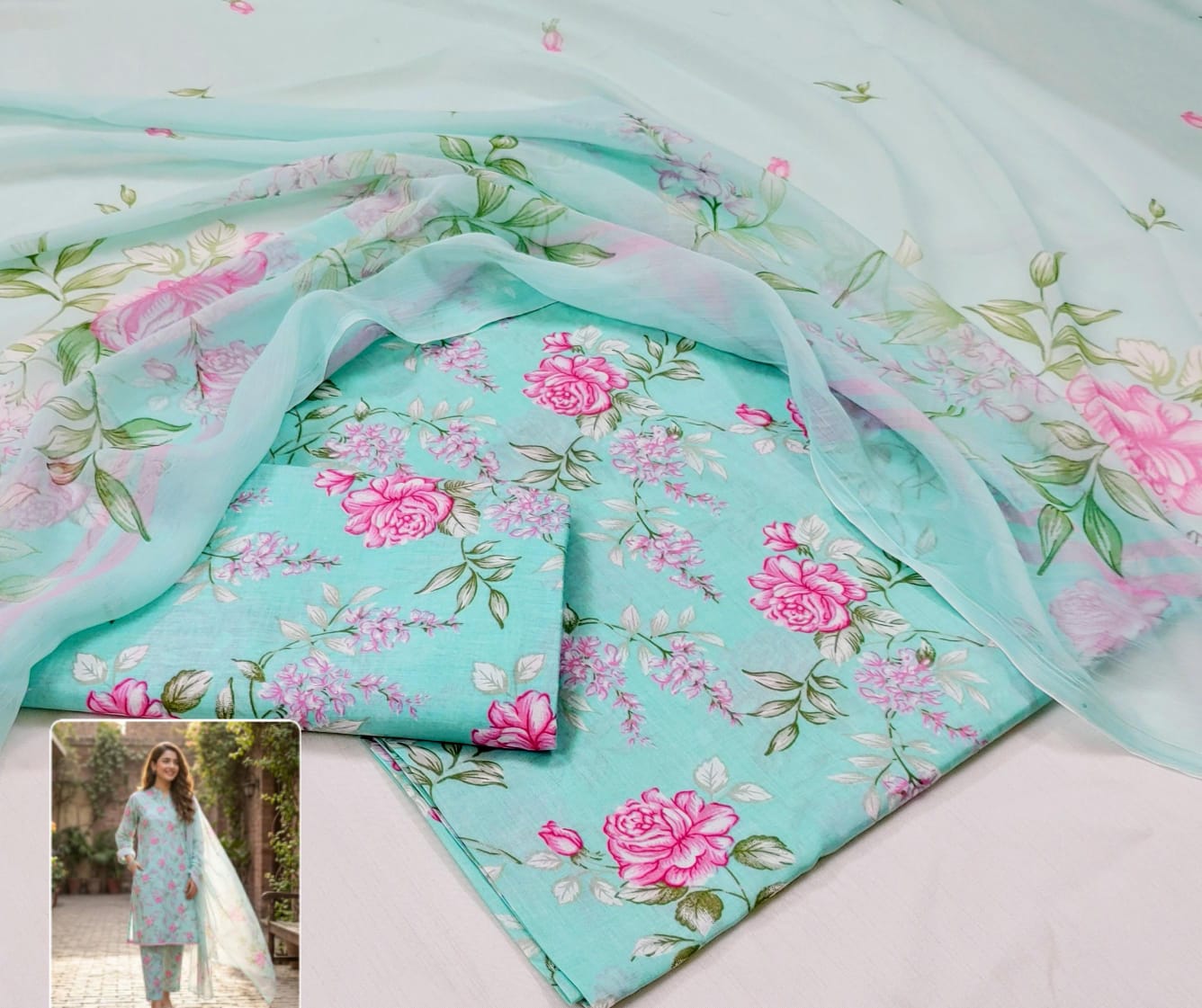 Printed Lawn With Chiffon Dupatta Collection