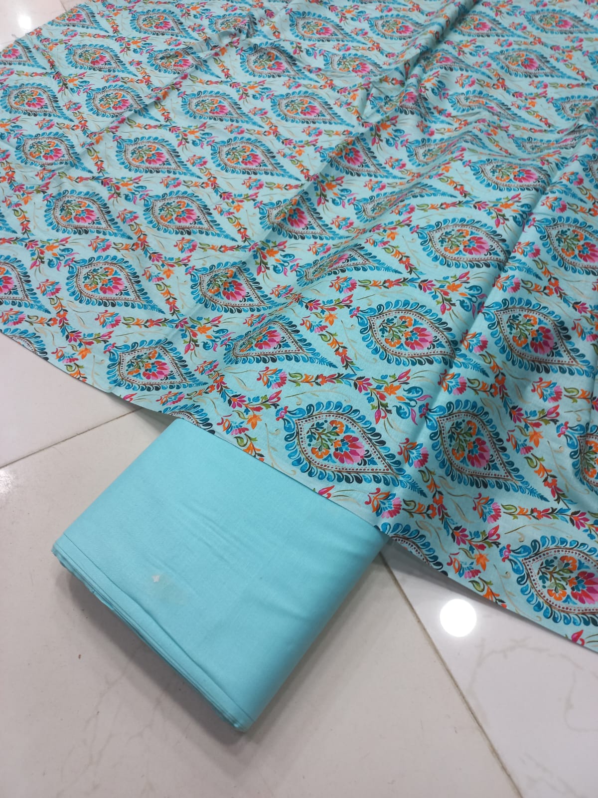 Mix Brand 2 Pcs Printed Suit With Plain Trouser