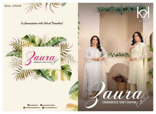 ZAURA SEMI STITCHED CHIFFON BY TAWAKKAL