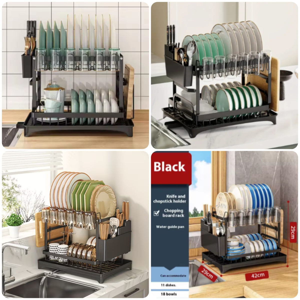 Dish Drainer Rack With Glass Holders