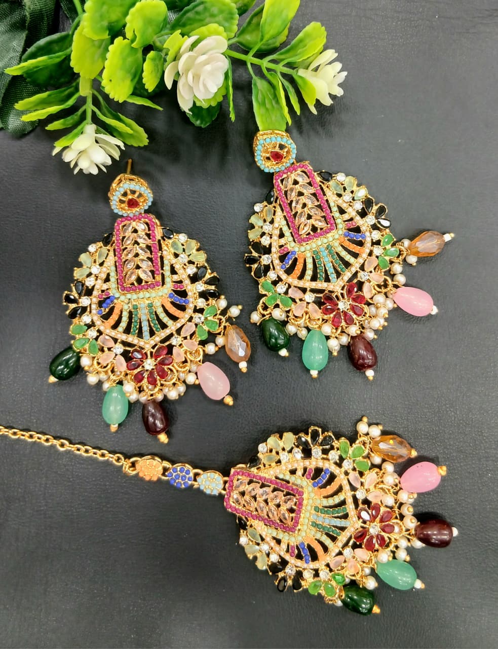 MULTI NORATAN BIG EARINGS AND TIKA SET