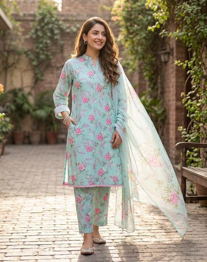 Printed Lawn With Chiffon Dupatta Collection