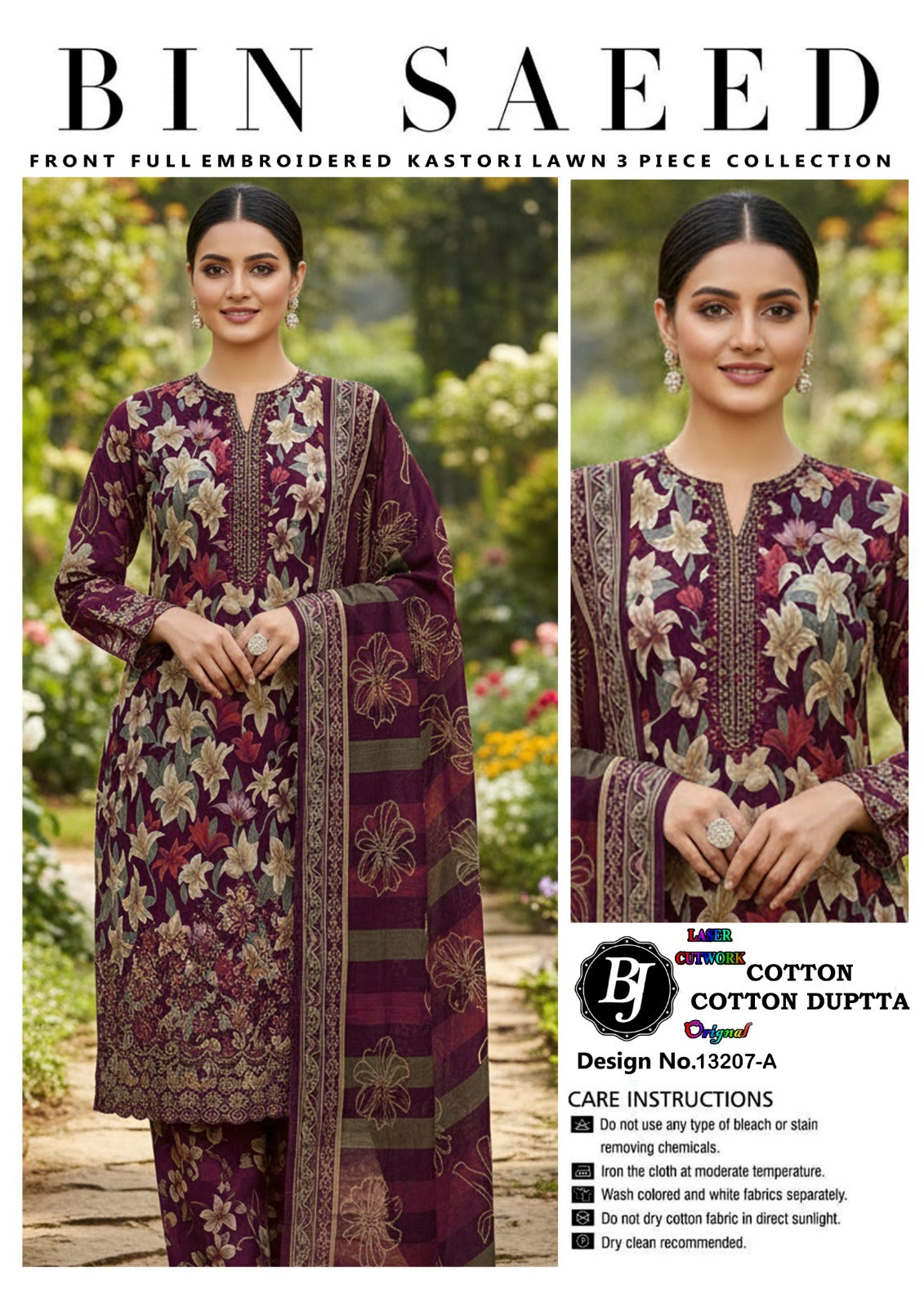 Bin Saeed Lawn Embroidered Collection BJ