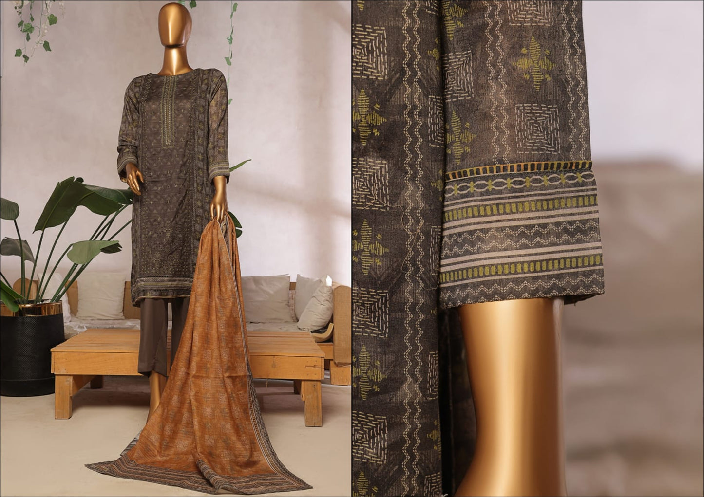 Aaskaar Printed Embroidered Boring