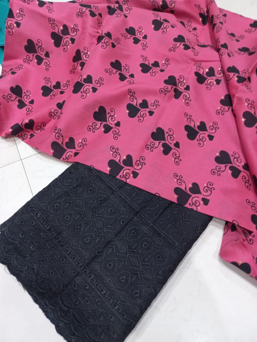 Printed 2 Pcs With Chikan Trouser