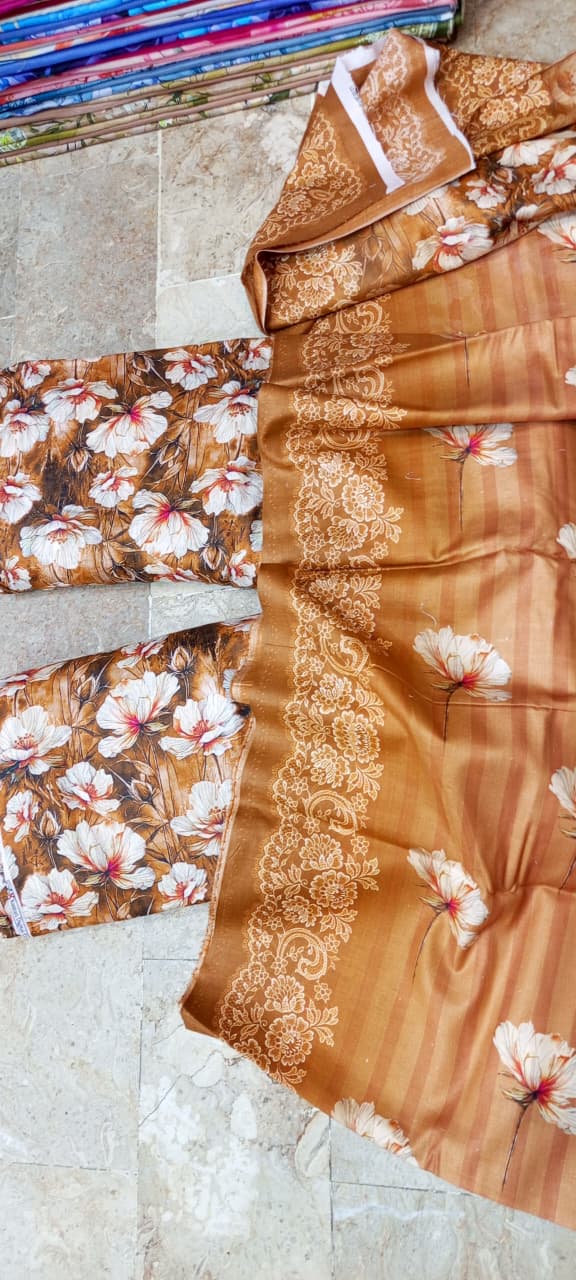 Mix Brand 3 Pcs Digital Printed Lawn Al-Karam Kasturi