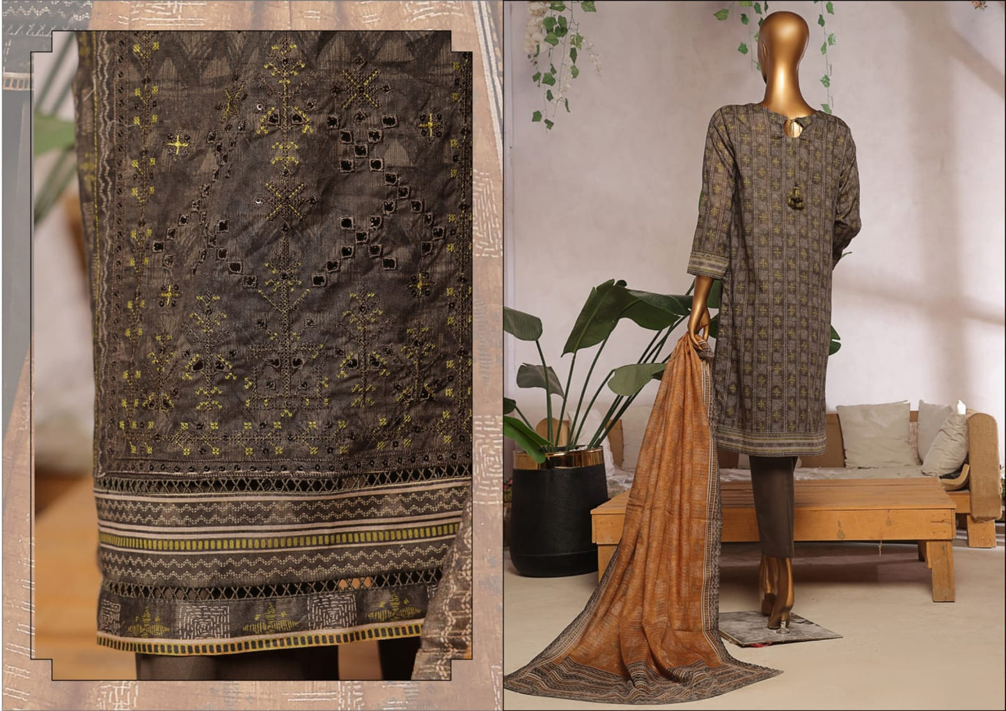 Aaskaar Printed Embroidered Boring