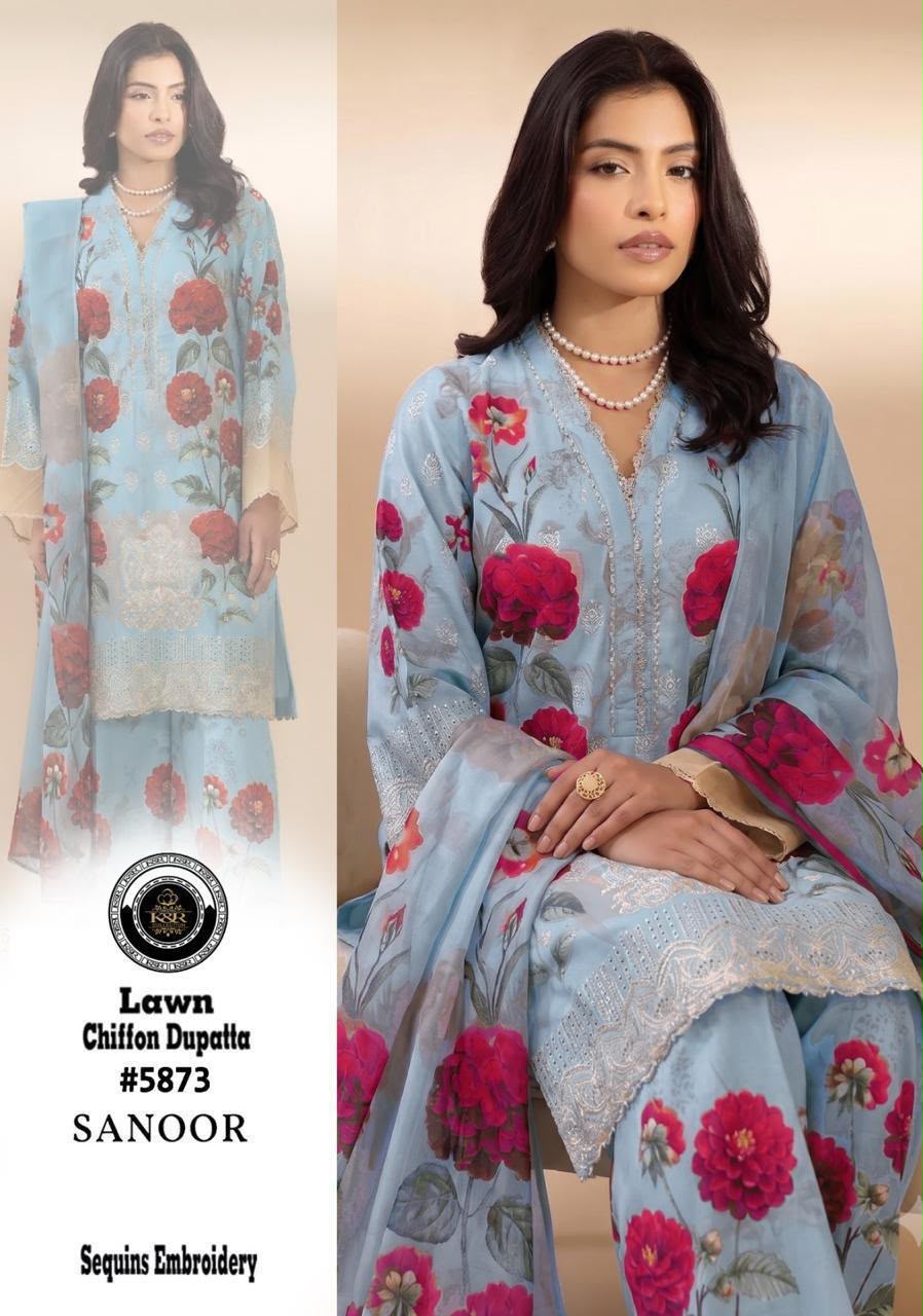 K&R Lawn Shirt with Sequence Embroidery