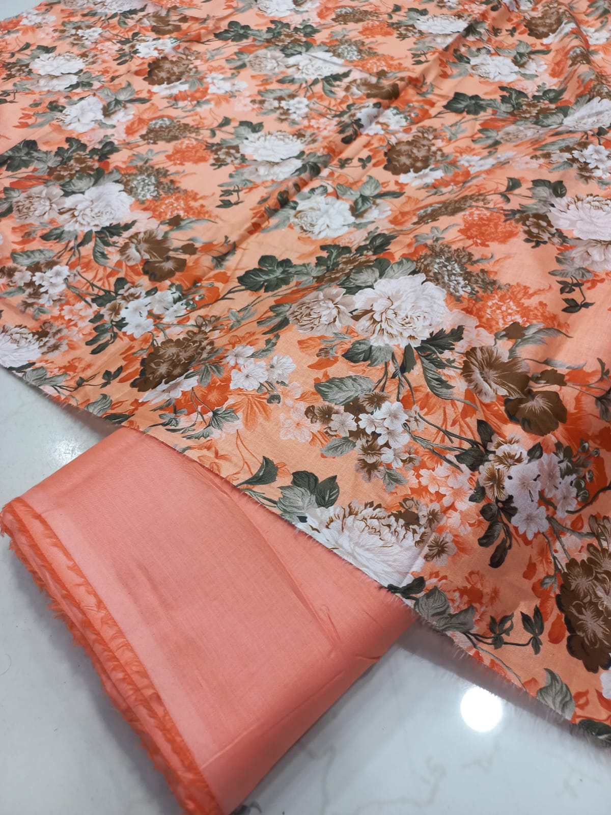 Mix Brand 2 Pcs Printed Suit With Plain Trouser