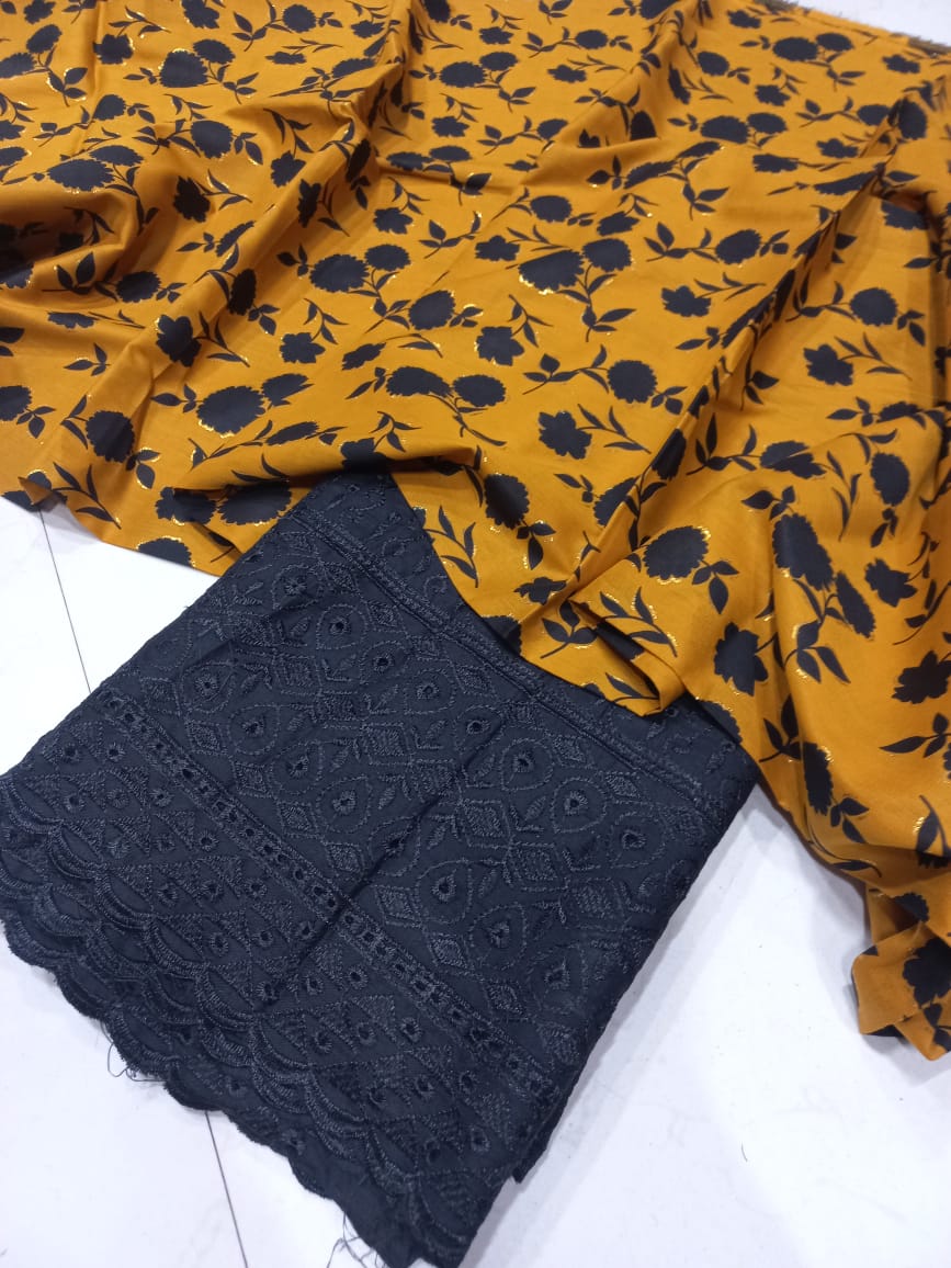 Printed 2 Pcs With Chikan Trouser