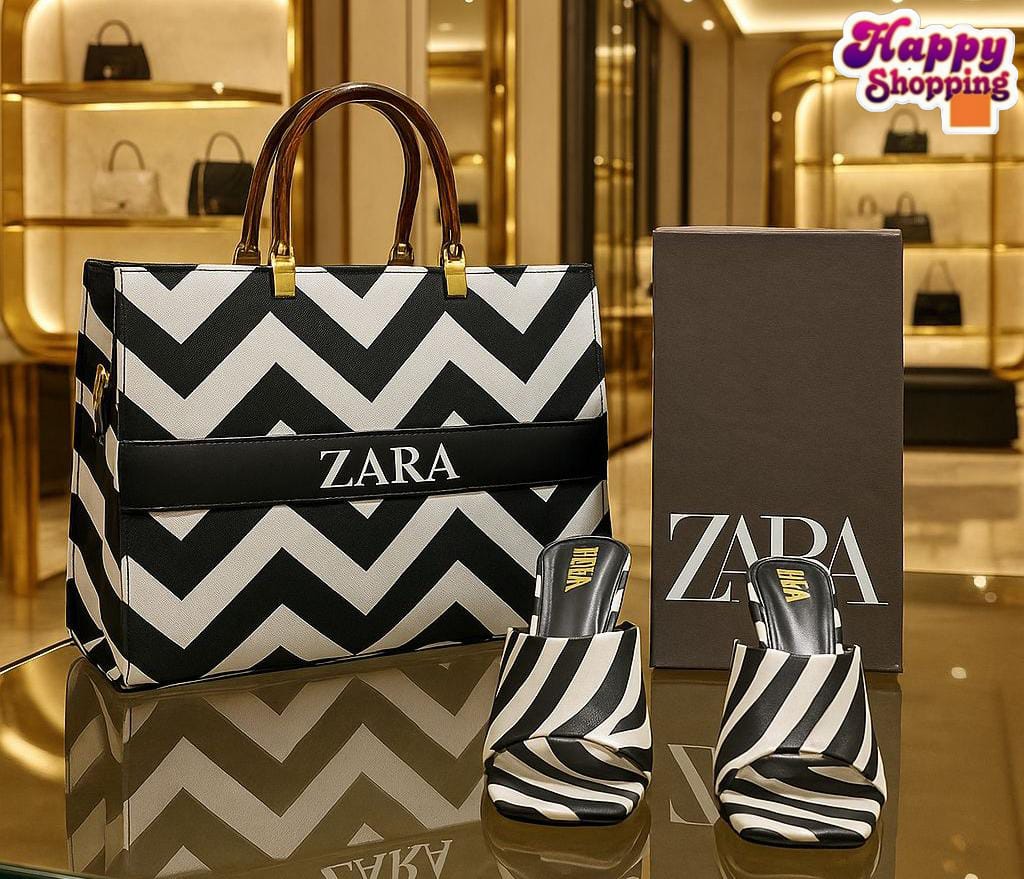 ZARA Zebra Triangle Heel+ ZARA Hand Bag