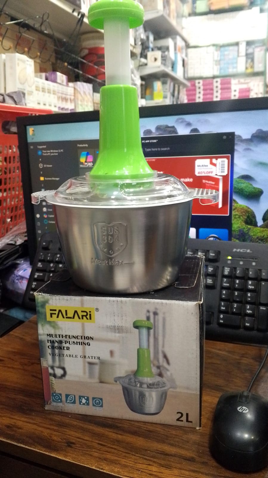 2L Multifunctional Manual Stainless Steel Push Chopper