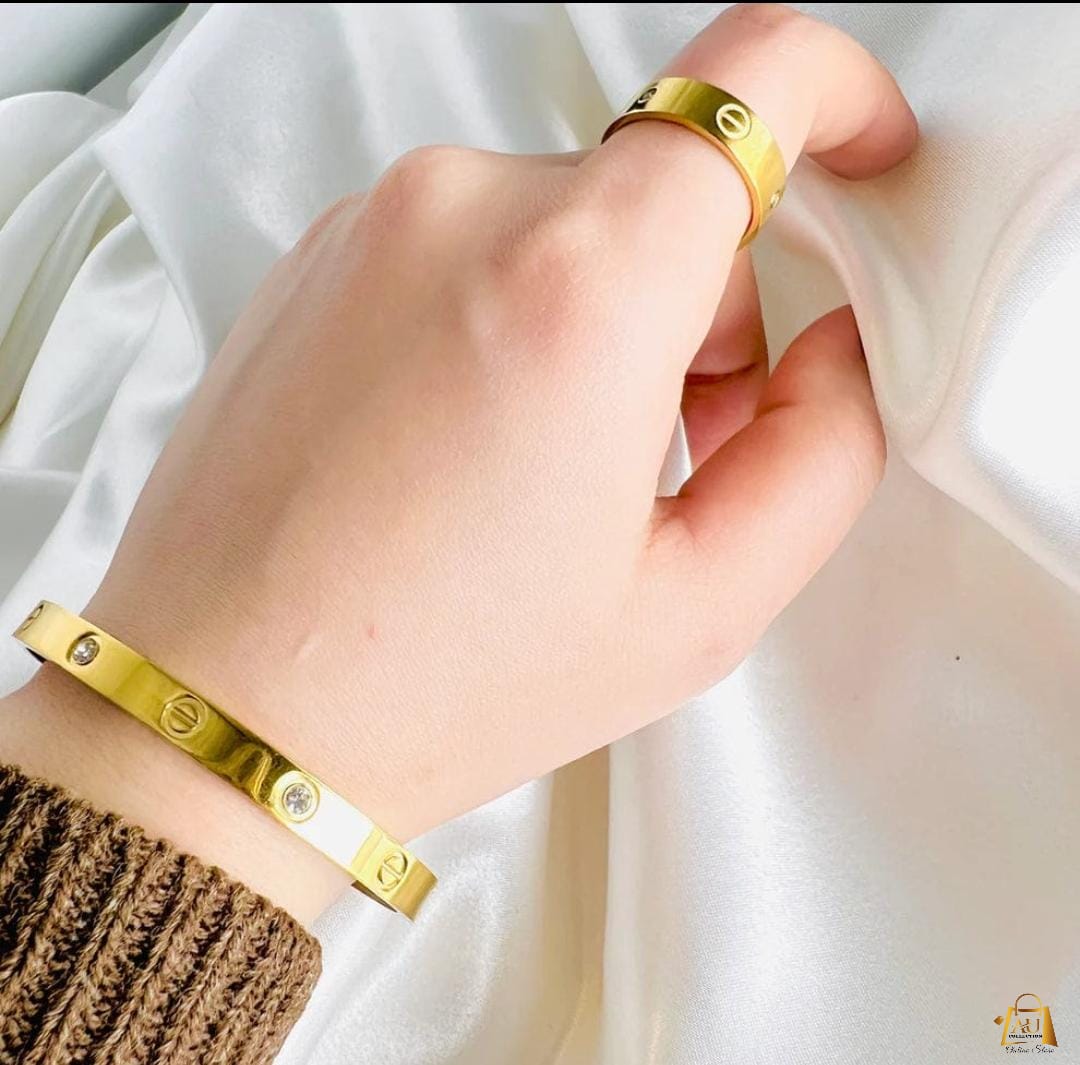 Stainless steel cartier bangle with ring π