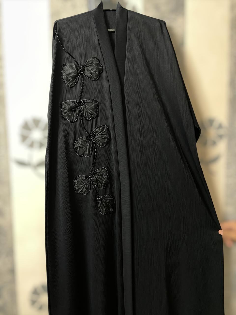 Tissue Cut dana Hand work Front open Abaya