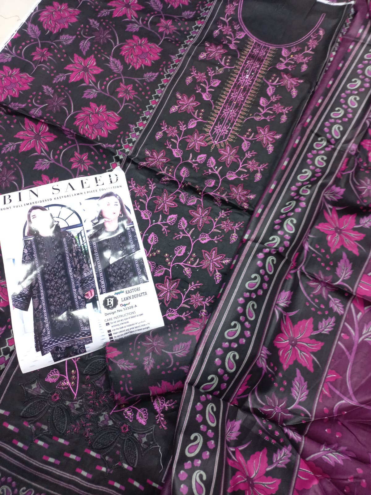 Bin Saeed Replica Embroidered 3 Pcs Suit