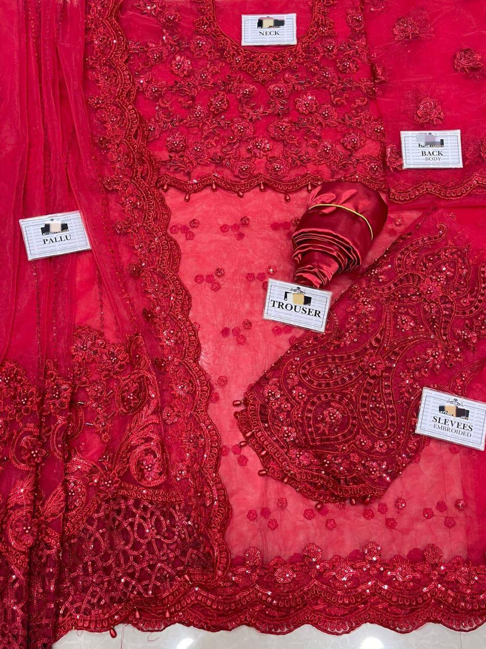 Maria-B Couture Red Saree