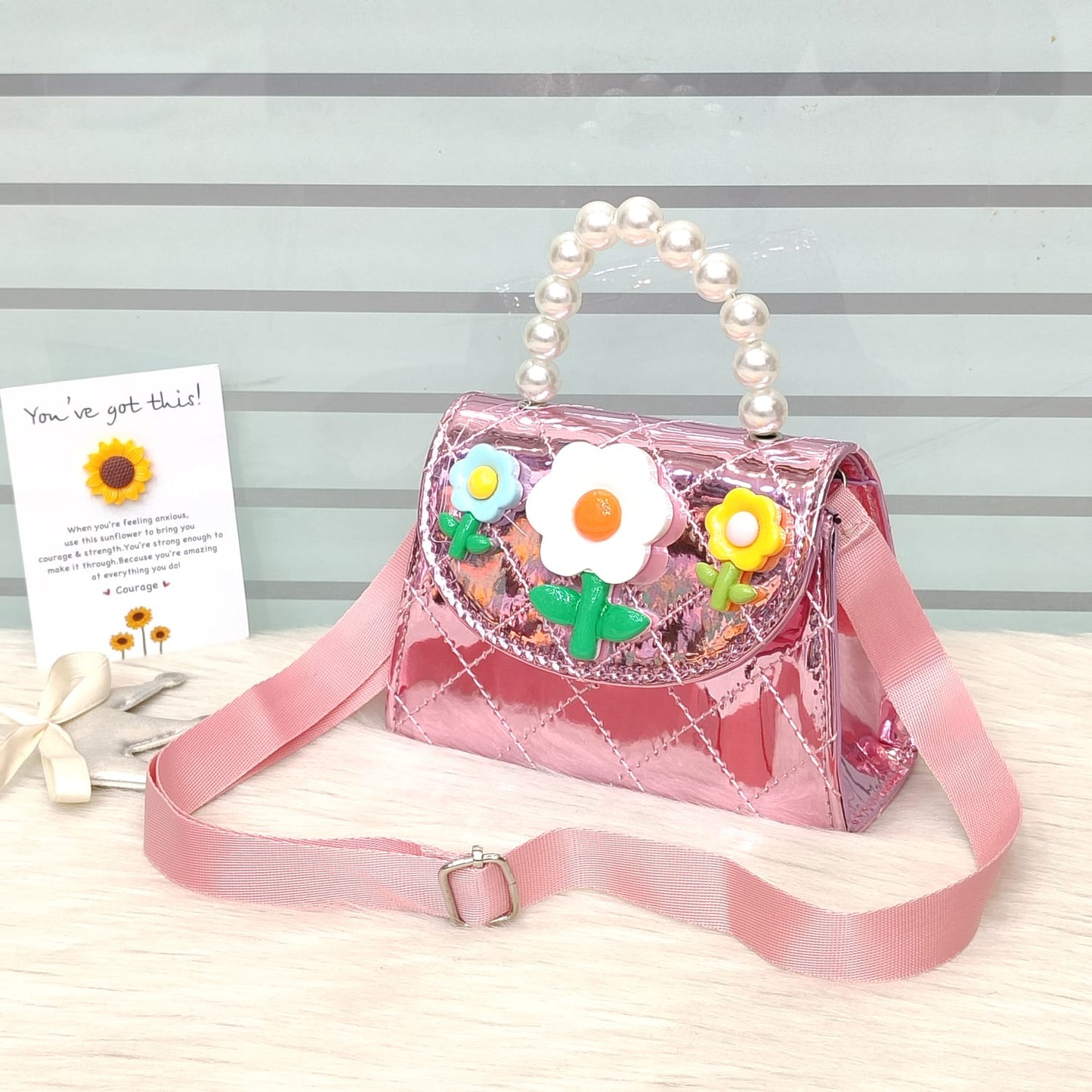 Disney Shinny Flowers Small Bags For Girls