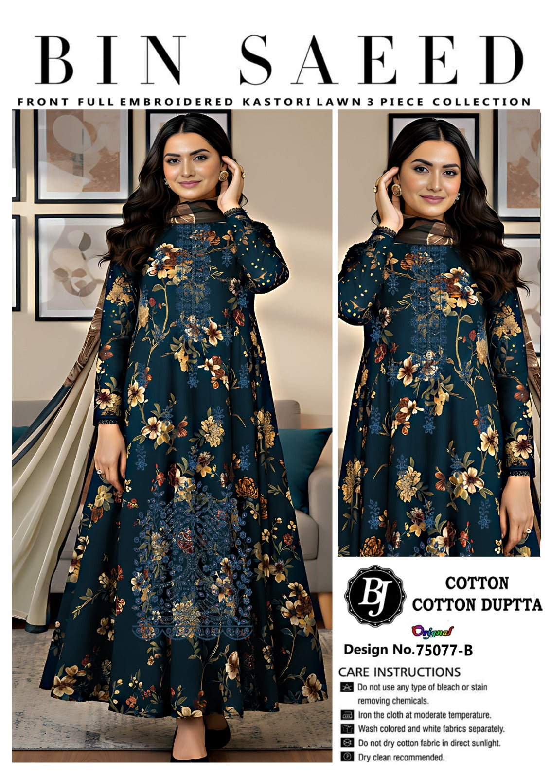 Bin Saeed Lawn Embroidered Collection BJ
