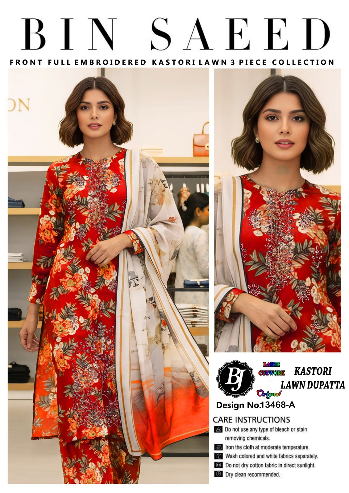 BJ Cotton With Lawn Dupatta