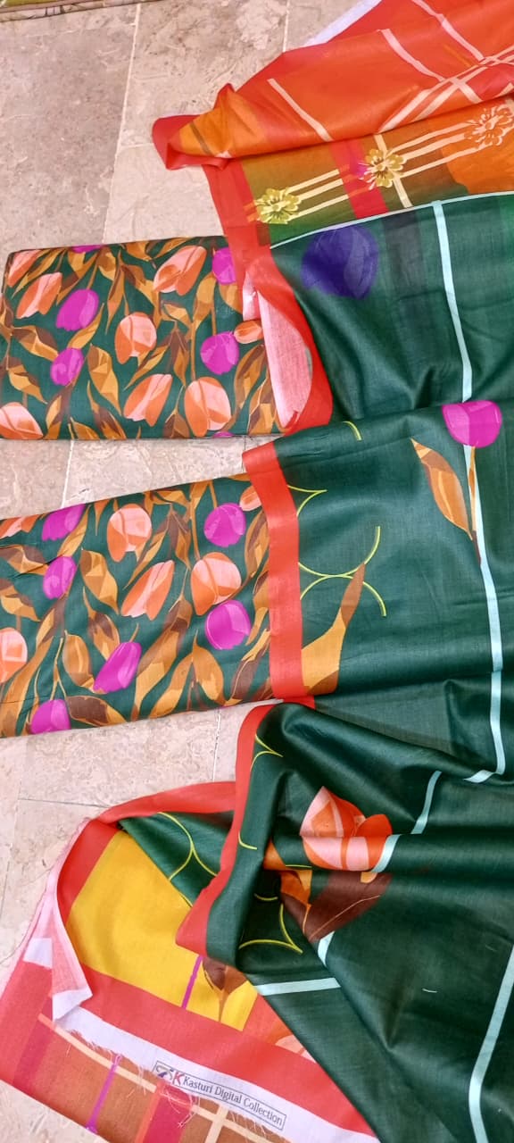 Mix Brand 3 Pcs Digital Printed Lawn Al-Karam Kasturi