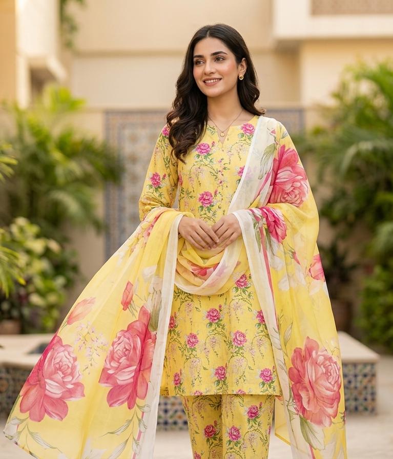 Printed Lawn With Chiffon Dupatta Collection