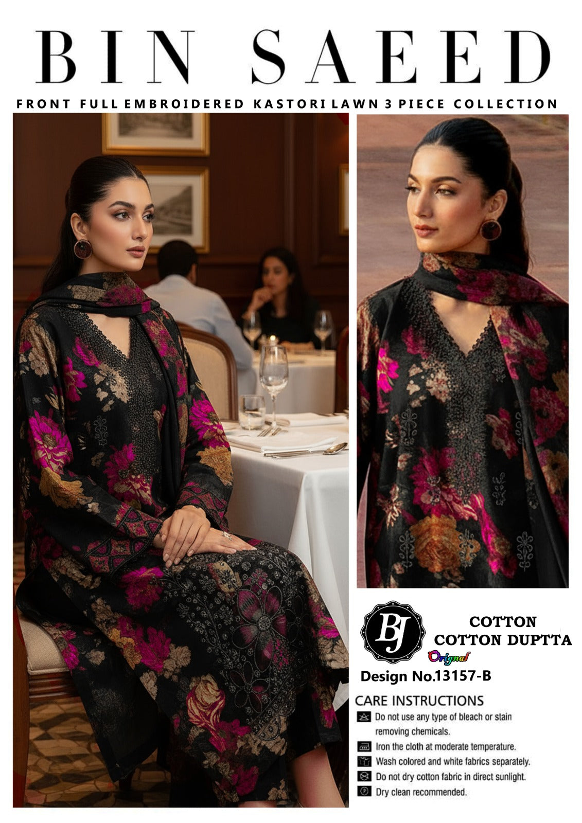 Bin Saeed Lawn Embroidered Collection BJ
