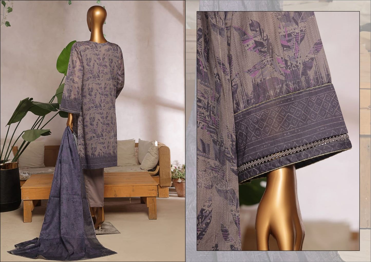 Aaskaar Printed Embroidered Boring