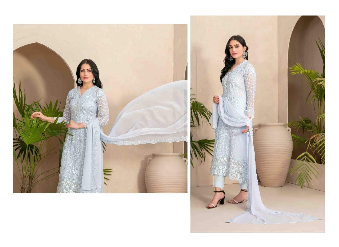ZAURA SEMI STITCHED CHIFFON BY TAWAKKAL
