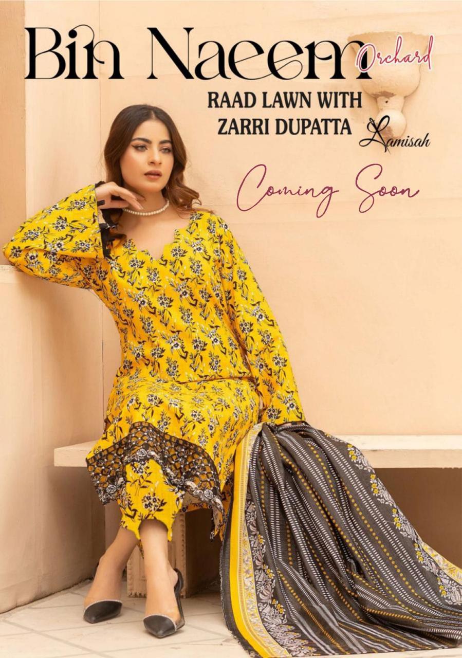 Bin Naeem Orchard Raad Lawn With Zari Dupatta