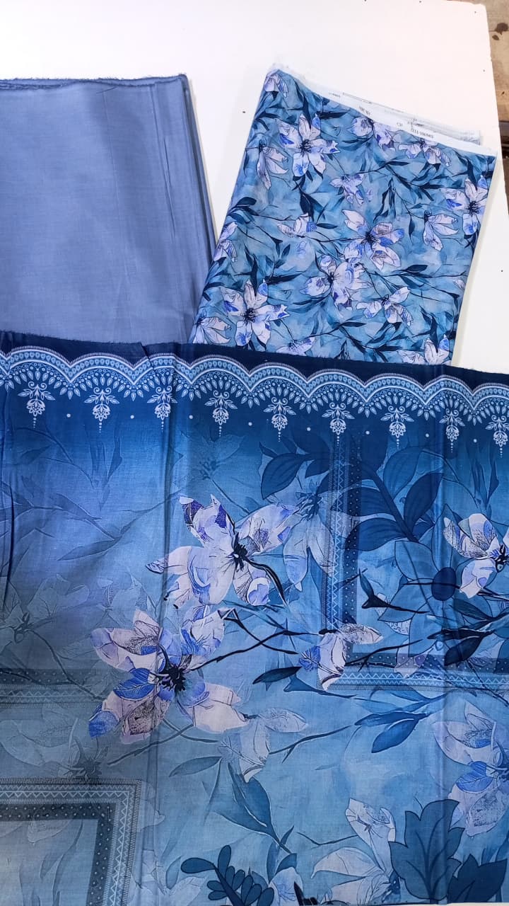 Mix Brand 3 Pcs Digital Printed Lawn Al-Karam Kasturi
