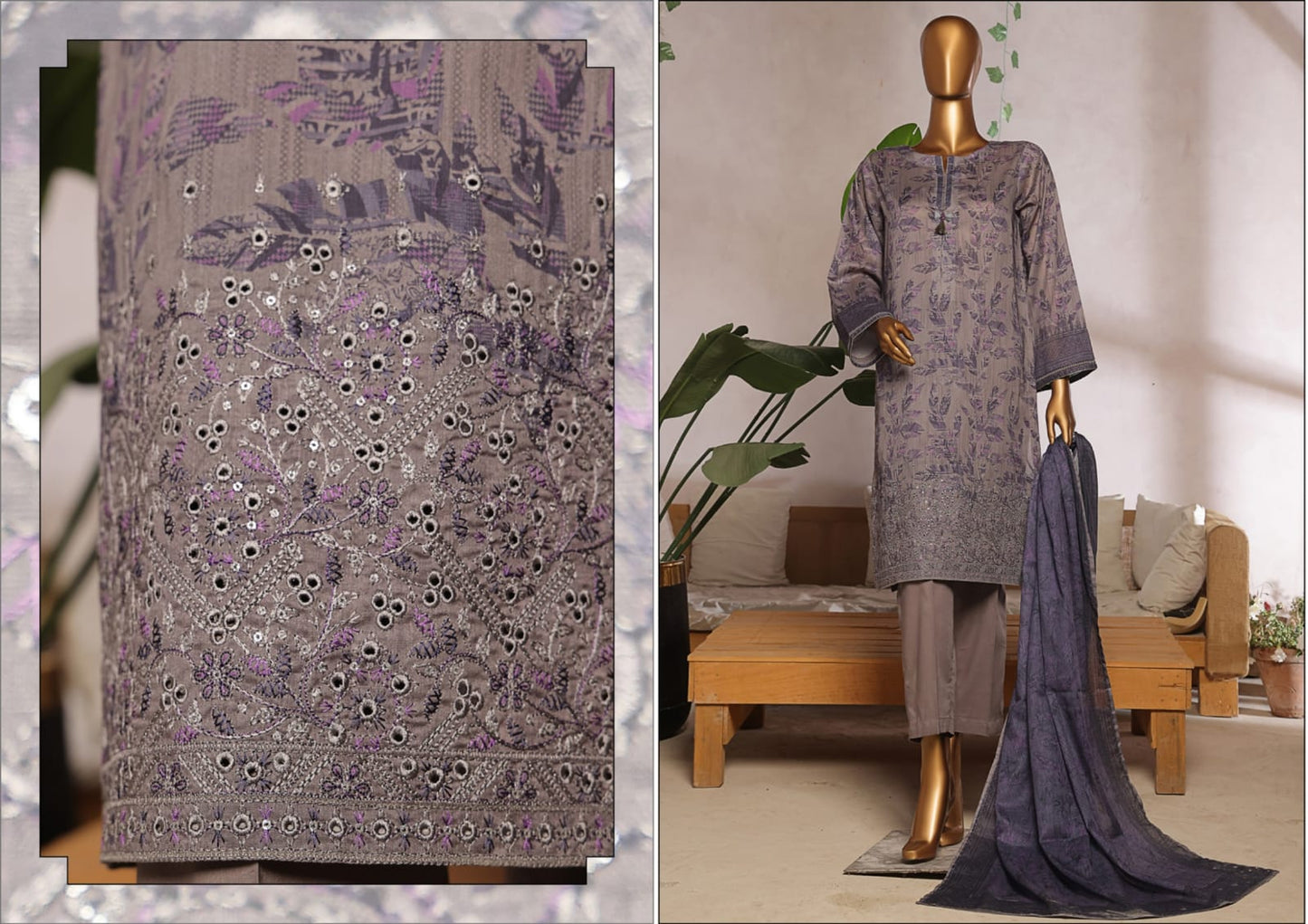 Aaskaar Printed Embroidered Boring
