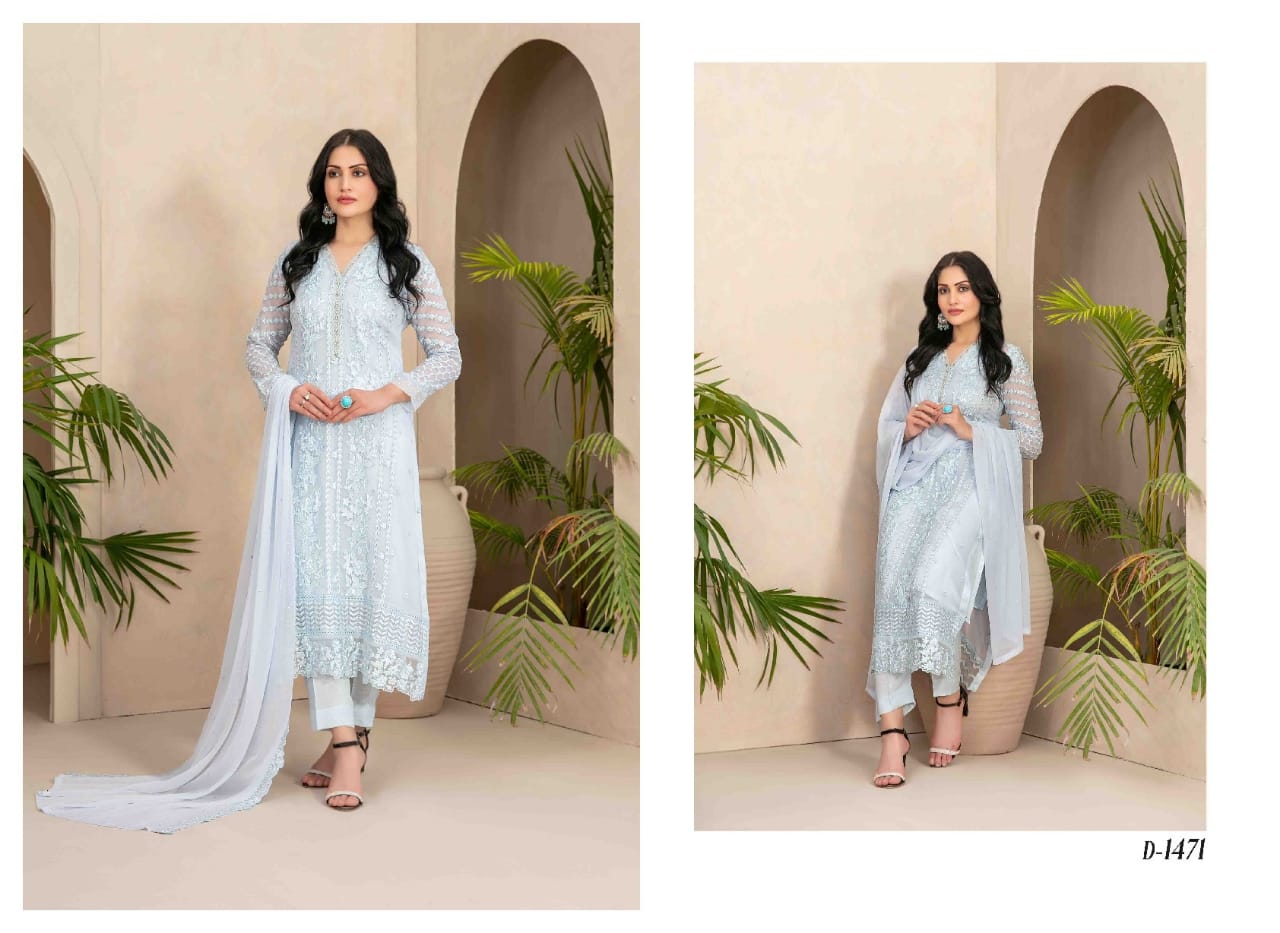ZAURA SEMI STITCHED CHIFFON BY TAWAKKAL