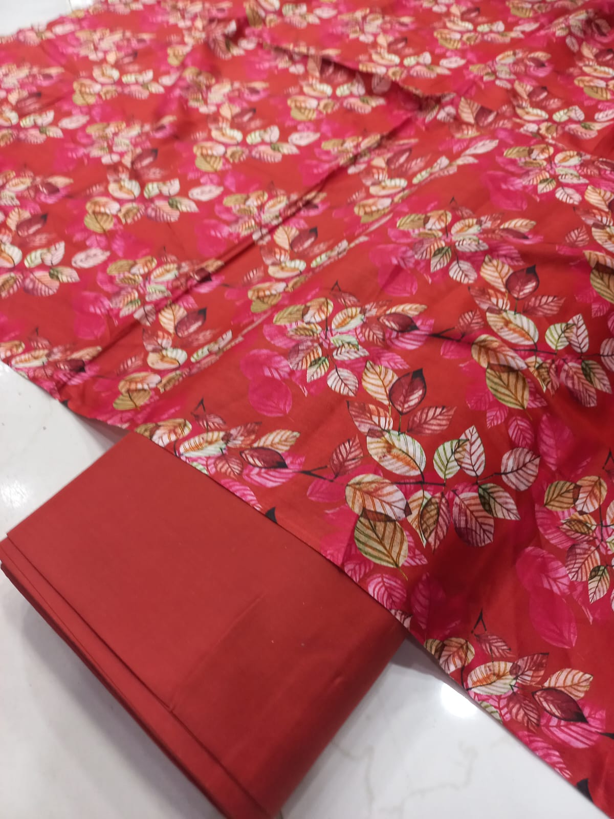 Mix Brand 2 Pcs Printed Suit With Plain Trouser