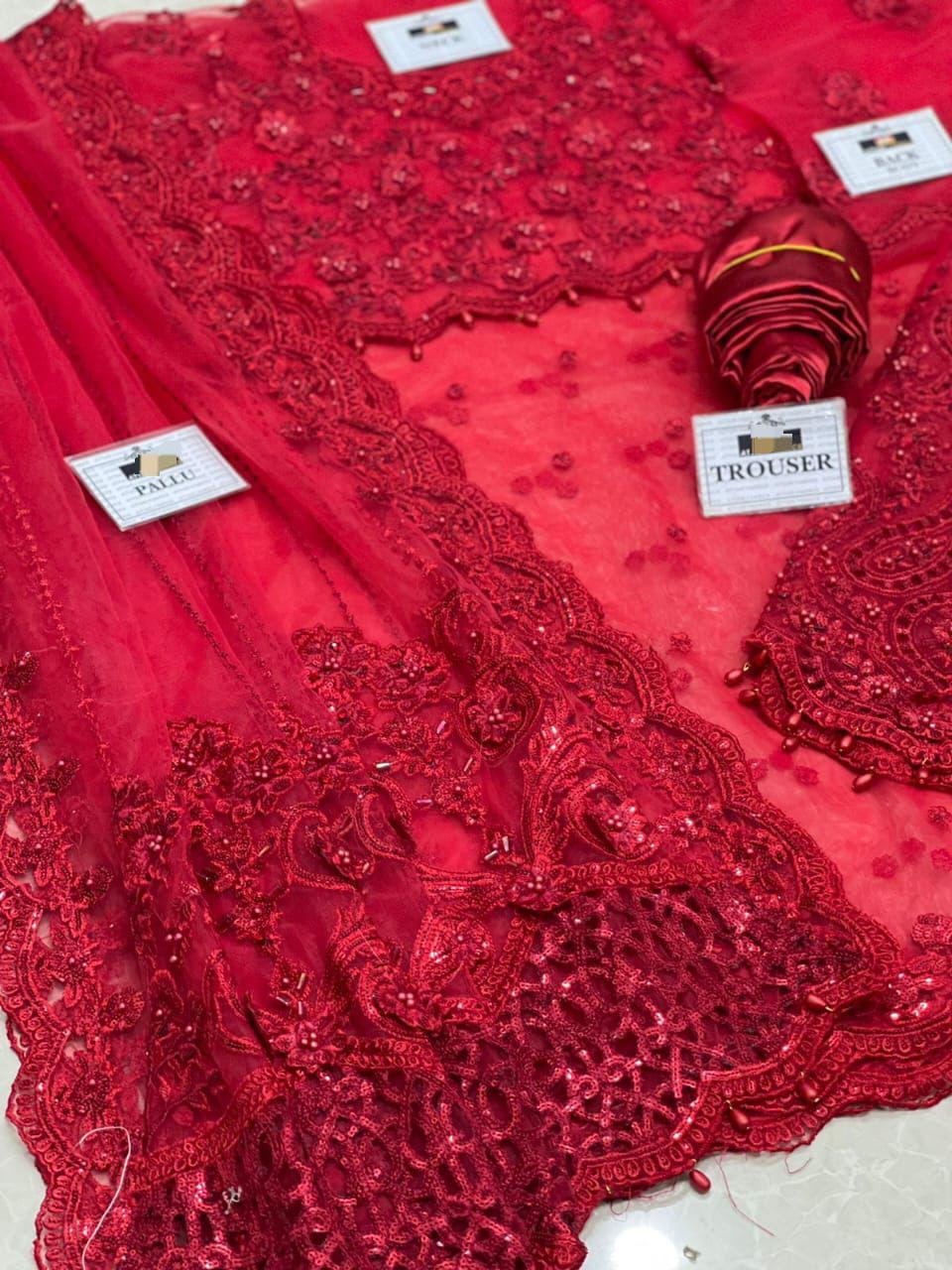 Maria-B Couture Red Saree