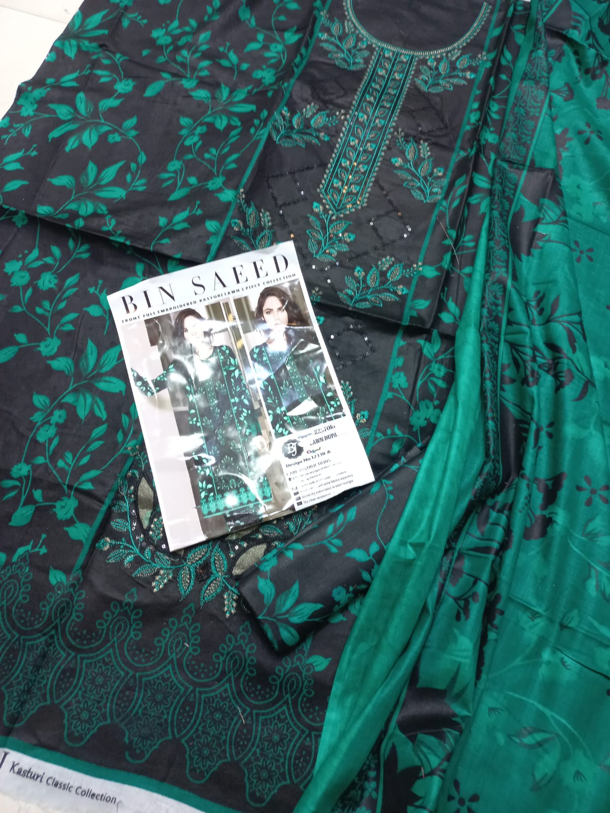 Bin Saeed Replica Embroidered 3 Pcs Suit