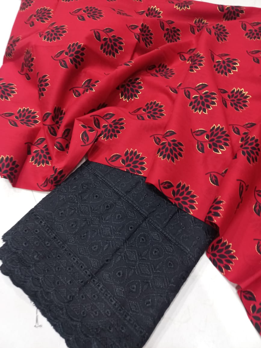 Printed 2 Pcs With Chikan Trouser