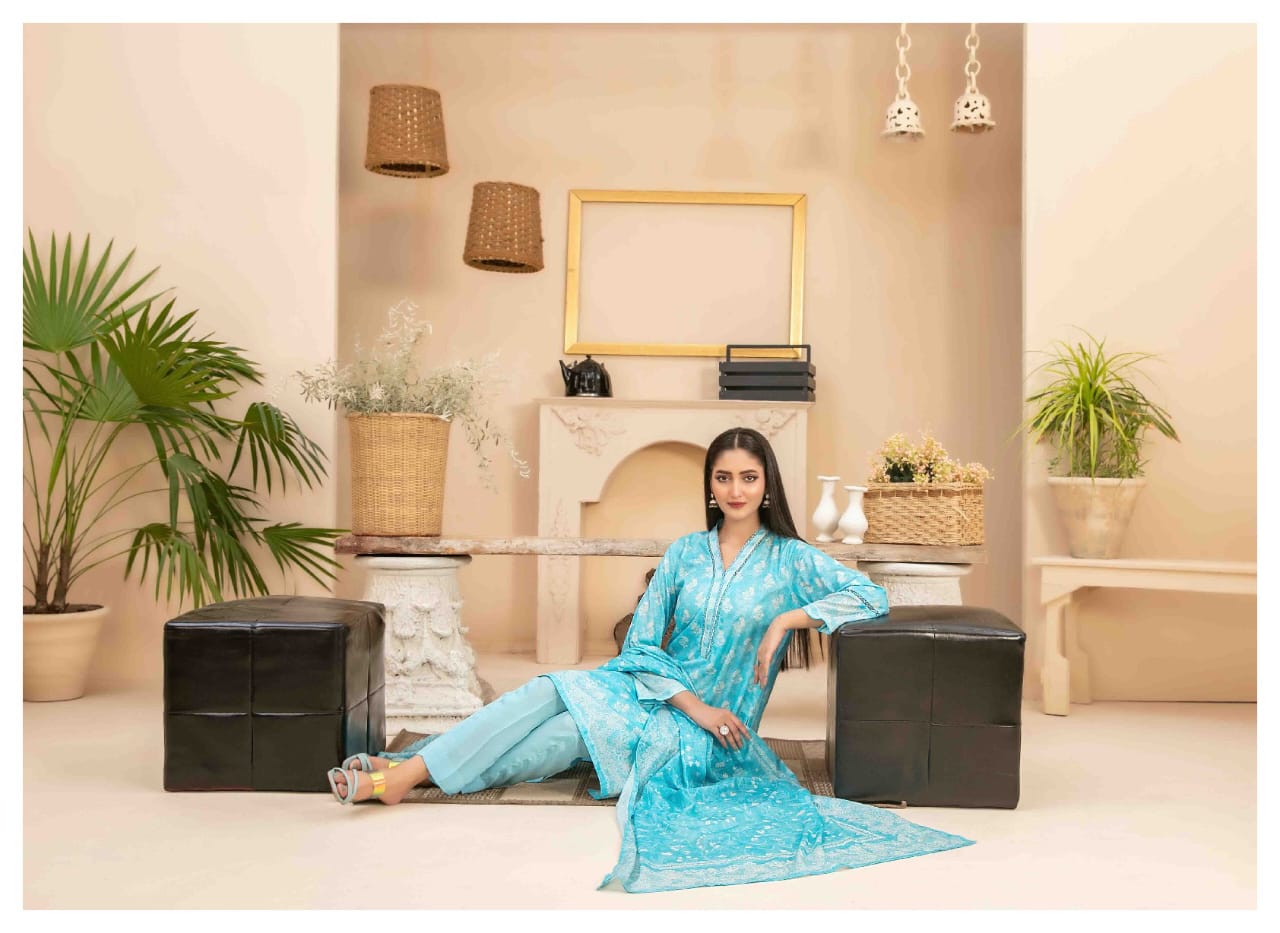 RAMEEN Digital Printed BANA DORA 3 PIECE BY TAWAKAL