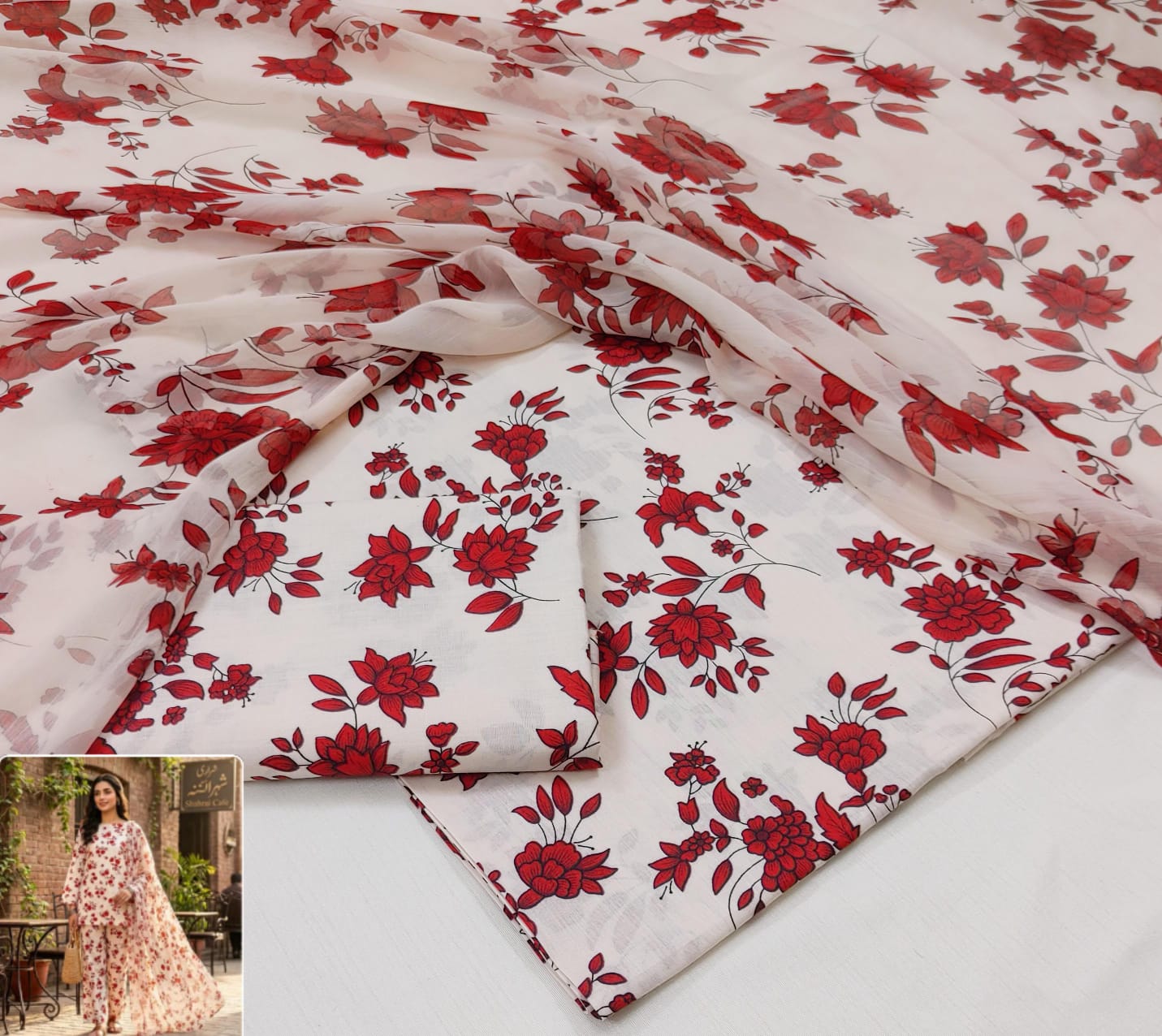 Printed Lawn With Chiffon Dupatta Collection